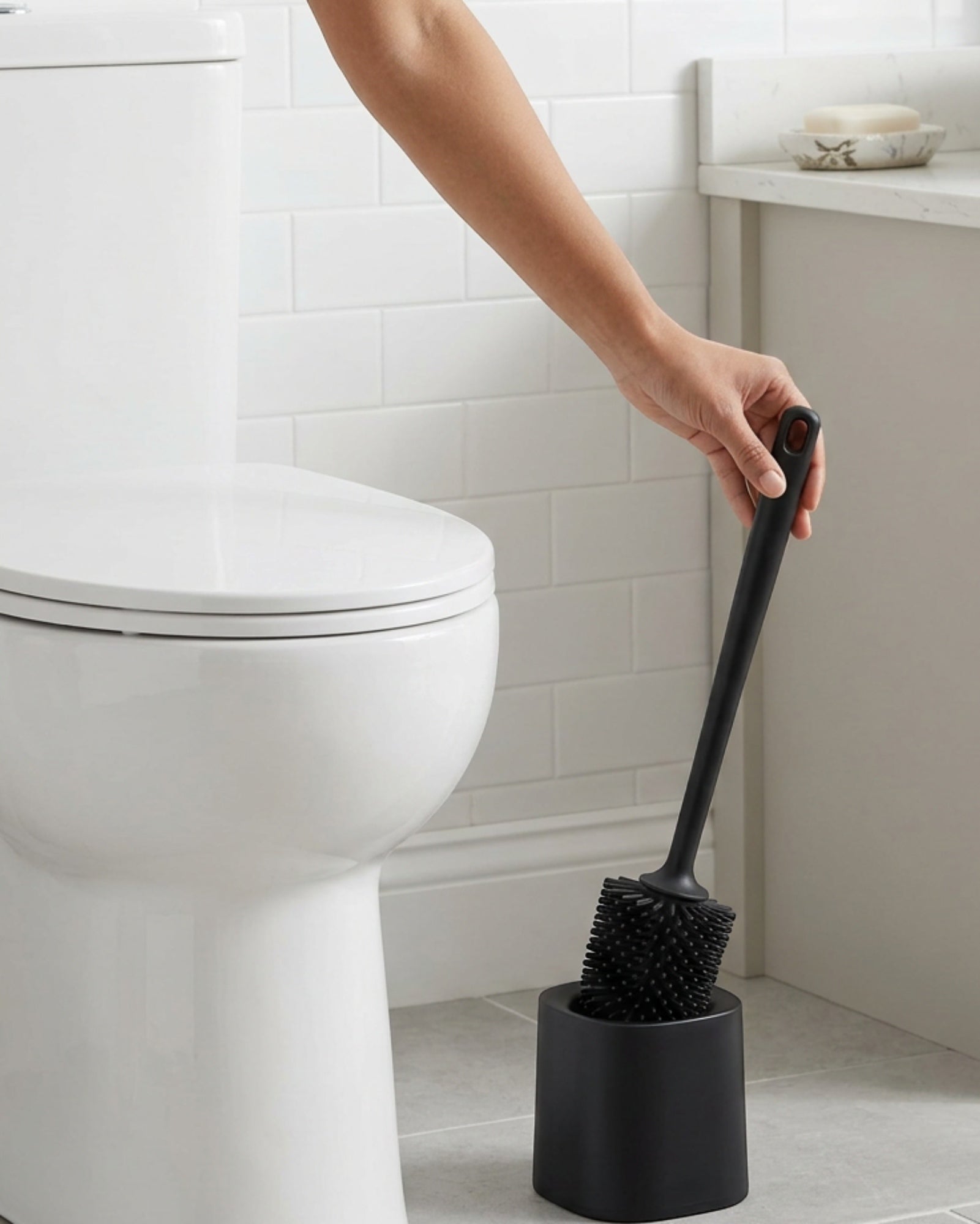 Neatup Compact Silicone Toilet Brush Set Black Base