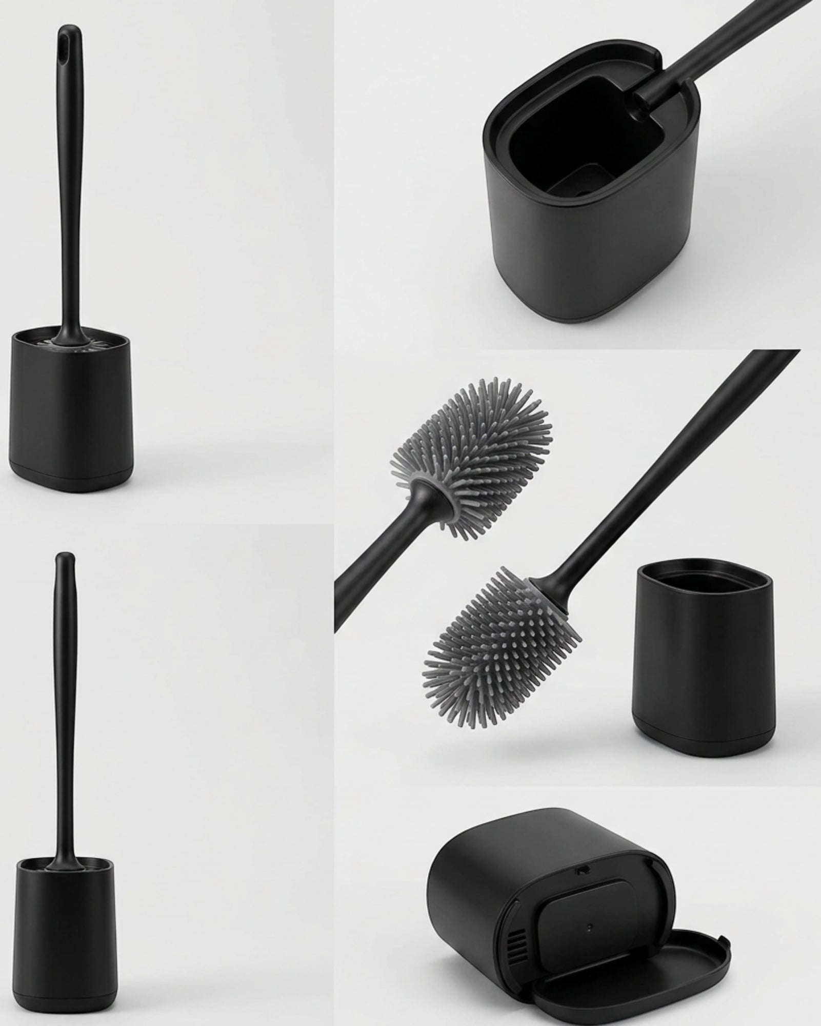 Neatup Compact Silicone Toilet Brush Set Black Base