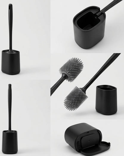 Neatup Compact Silicone Toilet Brush Set Black Base