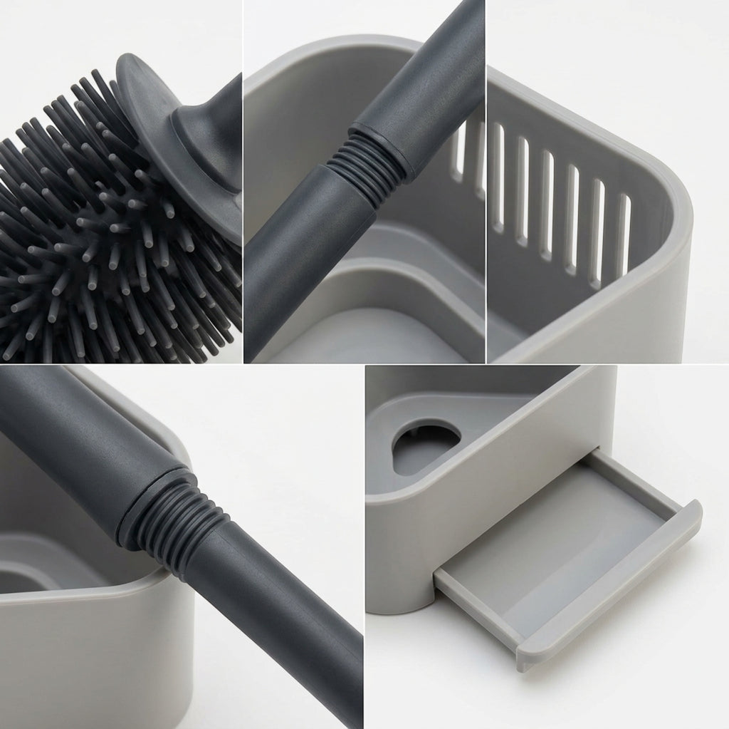 Neatup Cornerdrain Silicone Toilet Brush 17 in Charcoal with Slim Base - Detail view