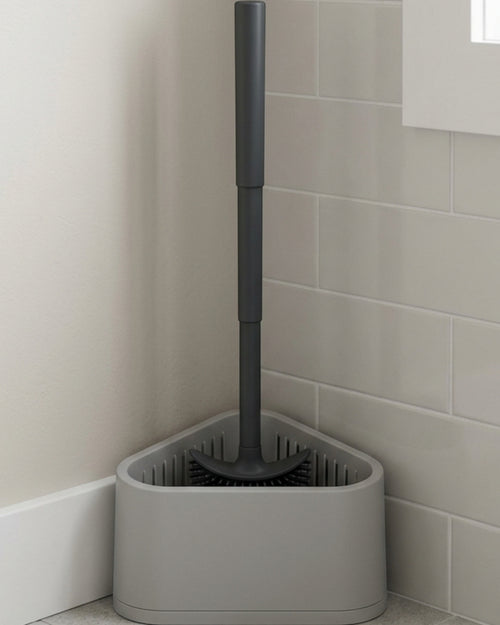 Neatup Cornerdrain Silicone Toilet Brush 17 in Charcoal with Slim Base - Lifestyle view
