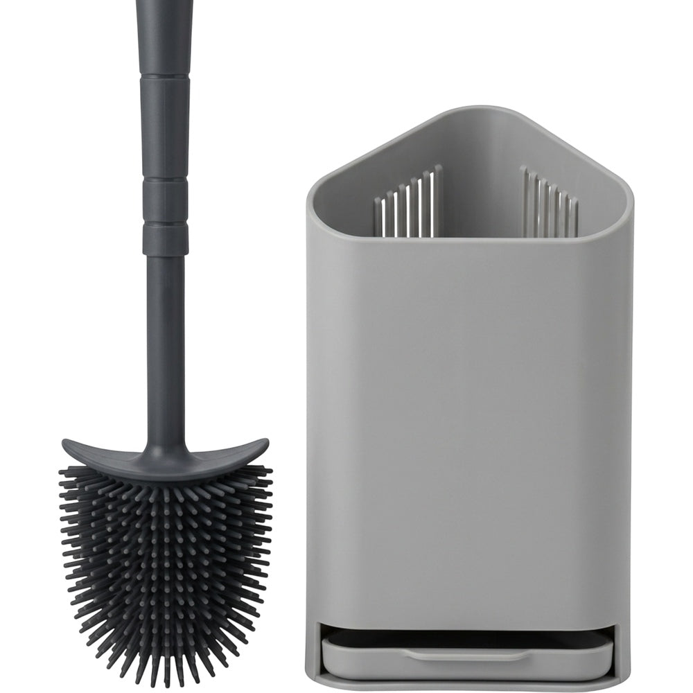 Neatup Cornerdrain Silicone Toilet Brush 17 in Charcoal with Slim Base - Product view