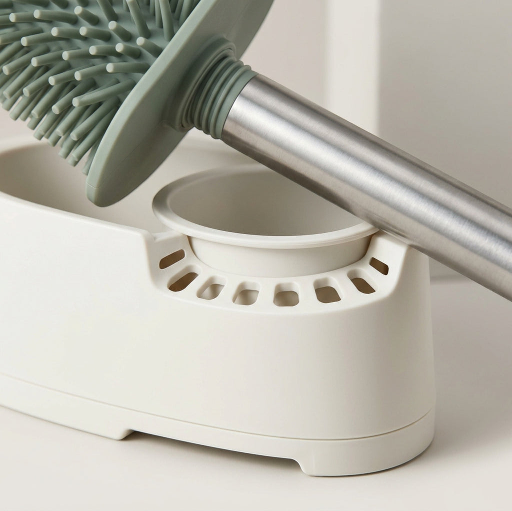 Neatup Flexarc Silicone Toilet Brush 16.5 in Sage with Vented Oval Base - Detail view
