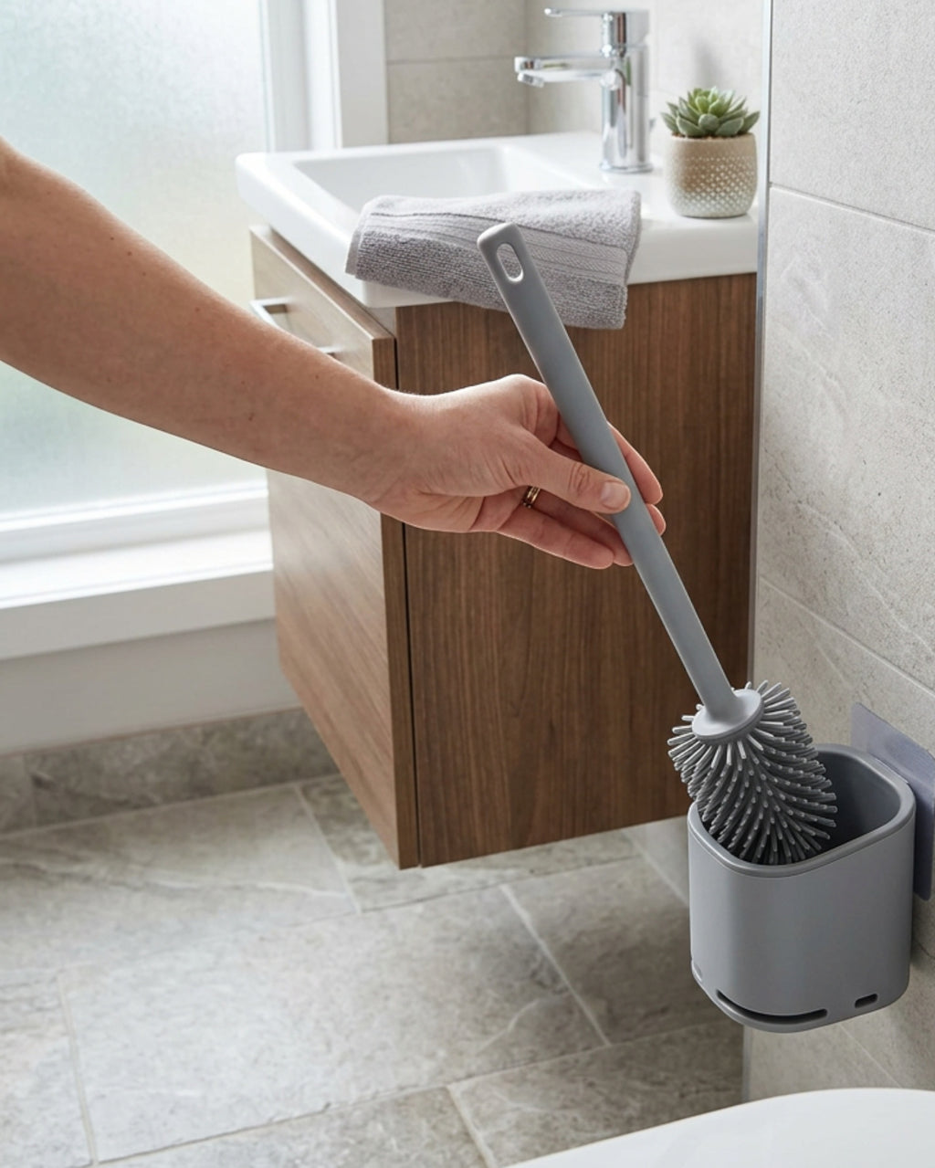 Neatup Silicone Toilet Bowl Brush Wall Holder Gray
