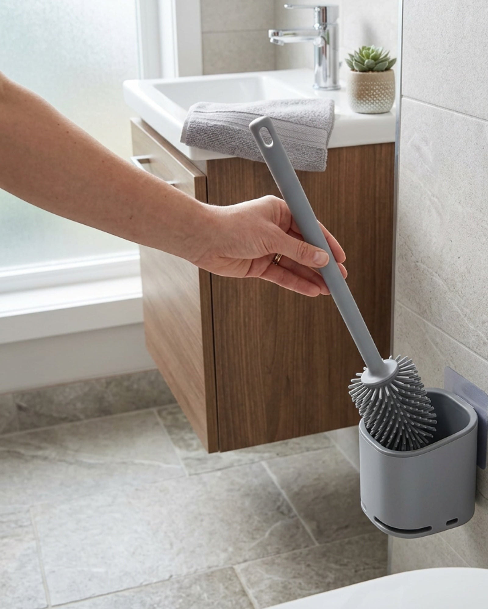 Neatup Silicone Toilet Bowl Brush Wall Holder Gray
