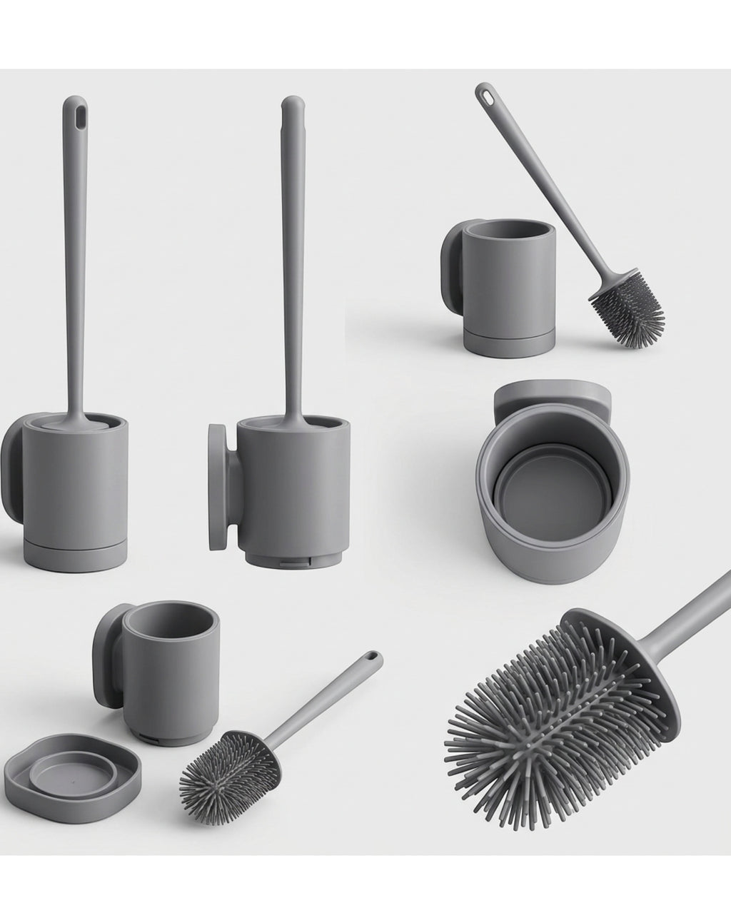 Neatup Silicone Toilet Bowl Brush Wall Holder Gray