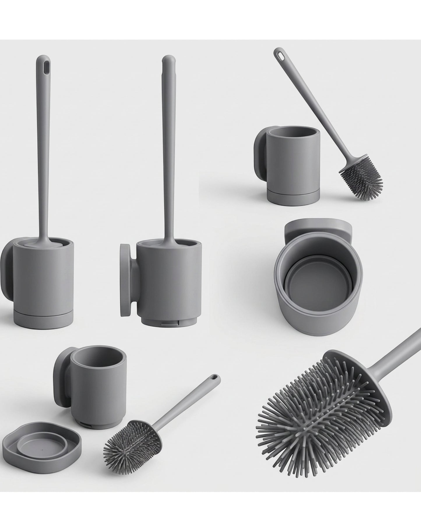 Neatup Silicone Toilet Bowl Brush Wall Holder Gray