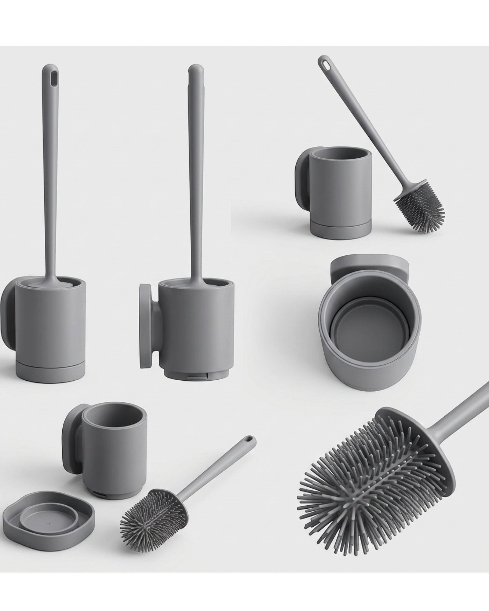 Neatup Silicone Toilet Bowl Brush Wall Holder Gray