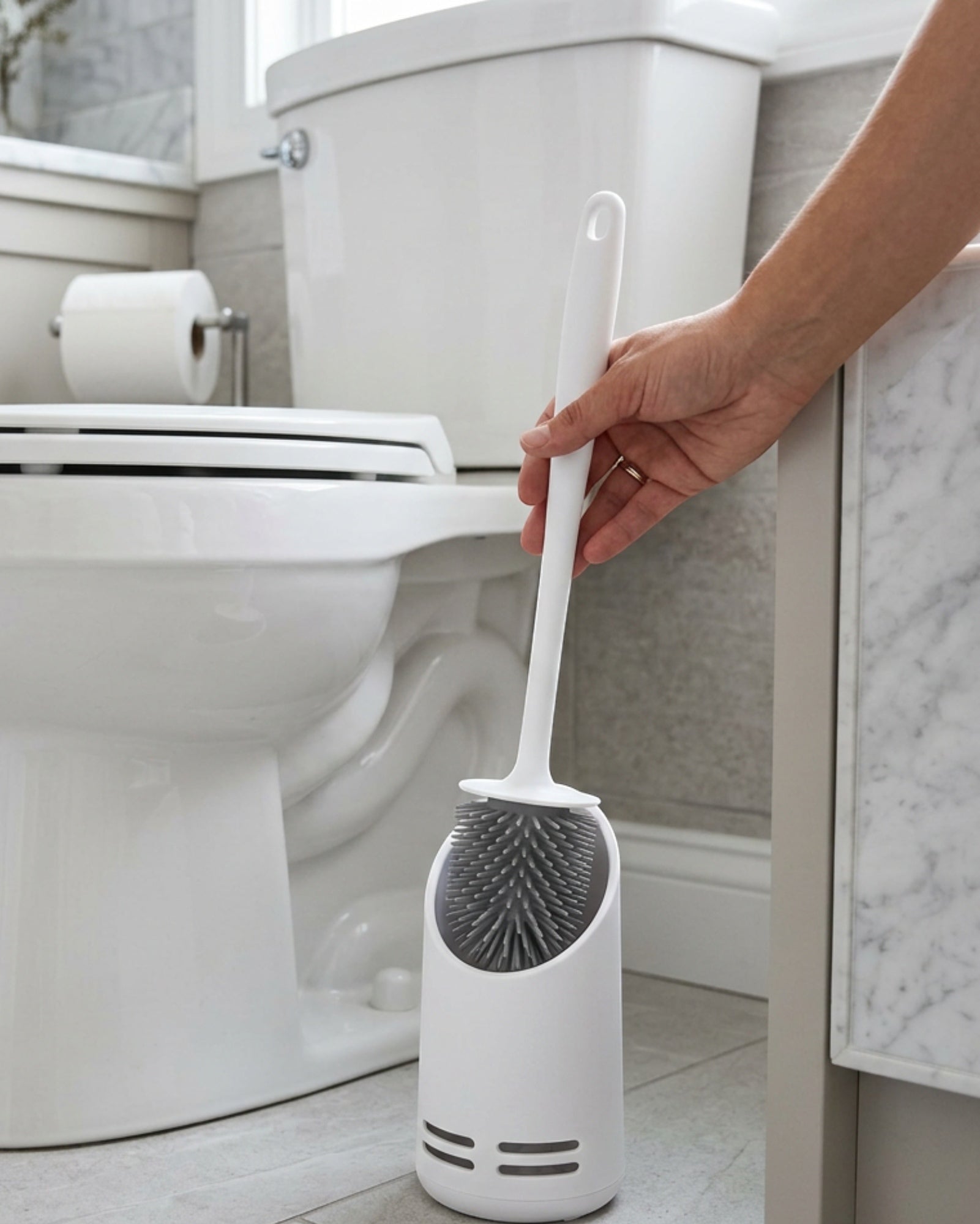 Neatup Silicone Toilet Brush With Vent Base White
